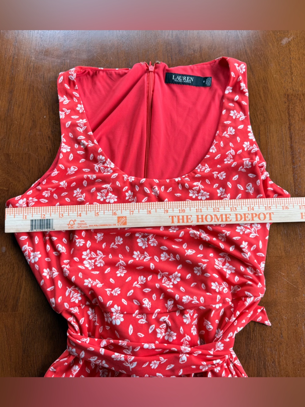 Lauren Ralph Lauren Women’s Red Floral Sleeveless Wrap Midi Dress, size 8 - Picture 8 of 12